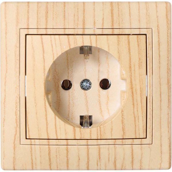 Розетка Mira одинарная с заземлением с защитой от детей Дуб беленый (701-5252-124В)