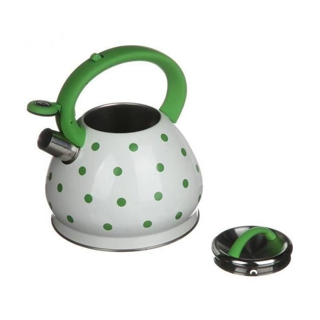 Чайник із свистком емальований горох 3 л Зелений (28222457)