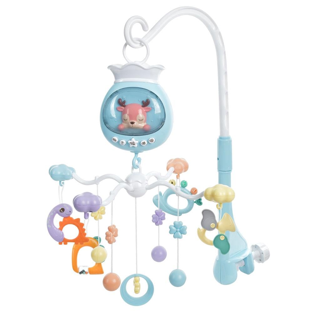 Мобиль-карусель Олень с проектором на коляску/кроватку с пультом Голубой (29437420)