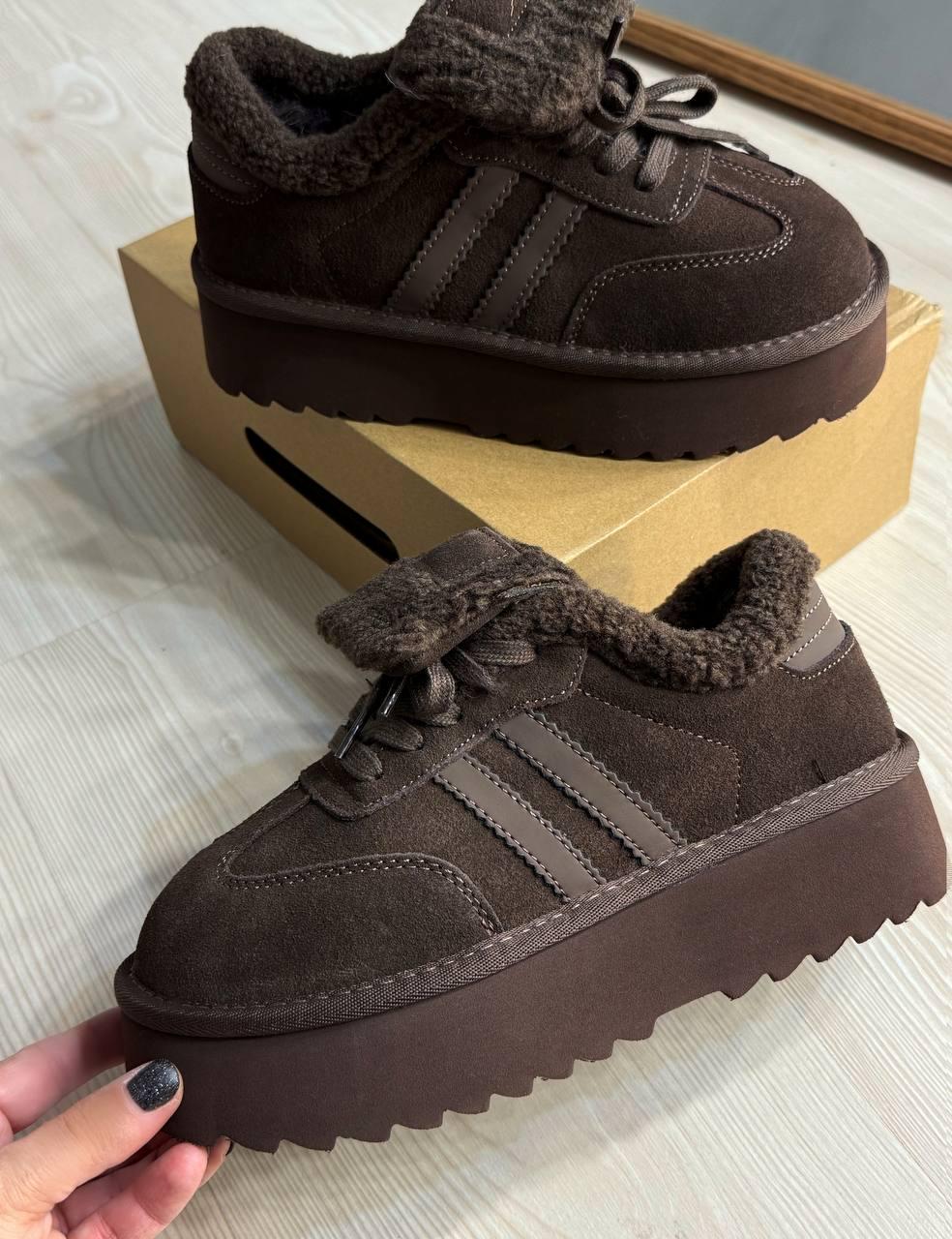 Черевики жіночі Hengji 009-7 уггі замшеві на хутрі р. 36 Коричневий (5863) - фото 8