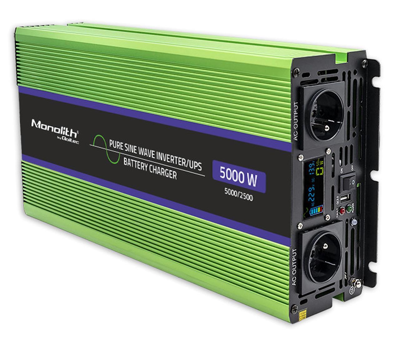 Автомобільний інвертор Qoltec UPS 12V 230V 2500W/5000W (51944)