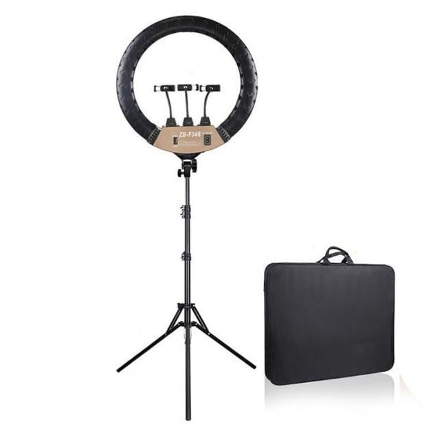 Кольцевая лампа UKC ZB-F348 45 см с 3 держателями телефона + пульт + штатив 2 м Кольцевая лампа UKC ZB-F348 45 см с 3 держателями телефона + пульт + штатив 2 м