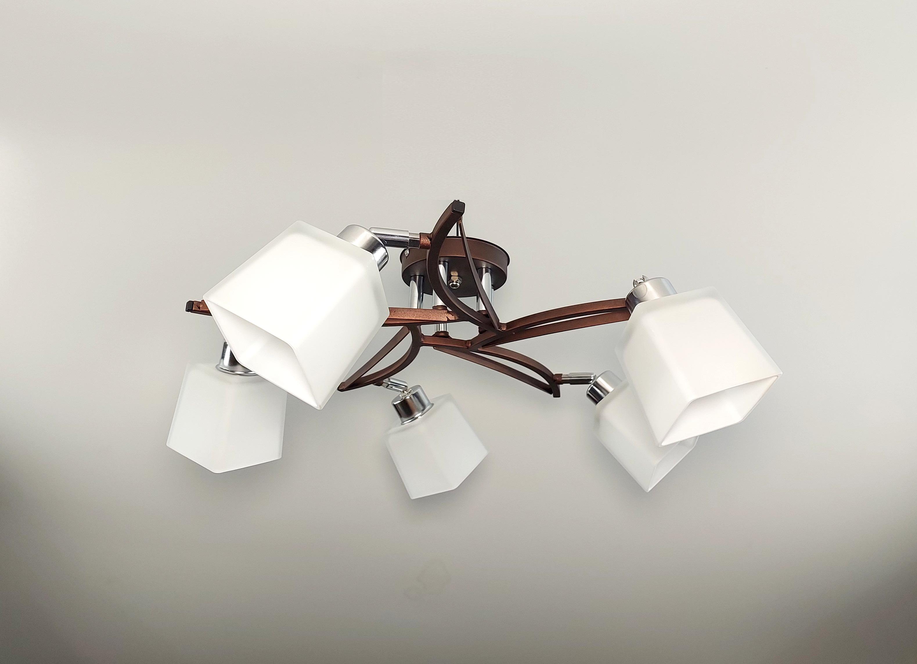 Люстра стельова на 5 поворотних плафонів Коричневий (5371/5)