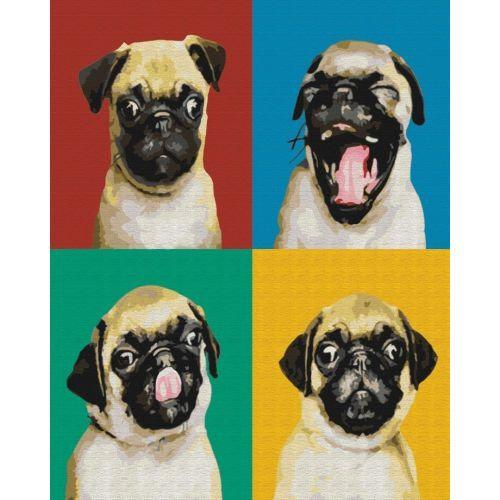 Картина за номерами Колаж з мопсом 40х50 см Картина за номерами Колаж з мопсом 40х50 см