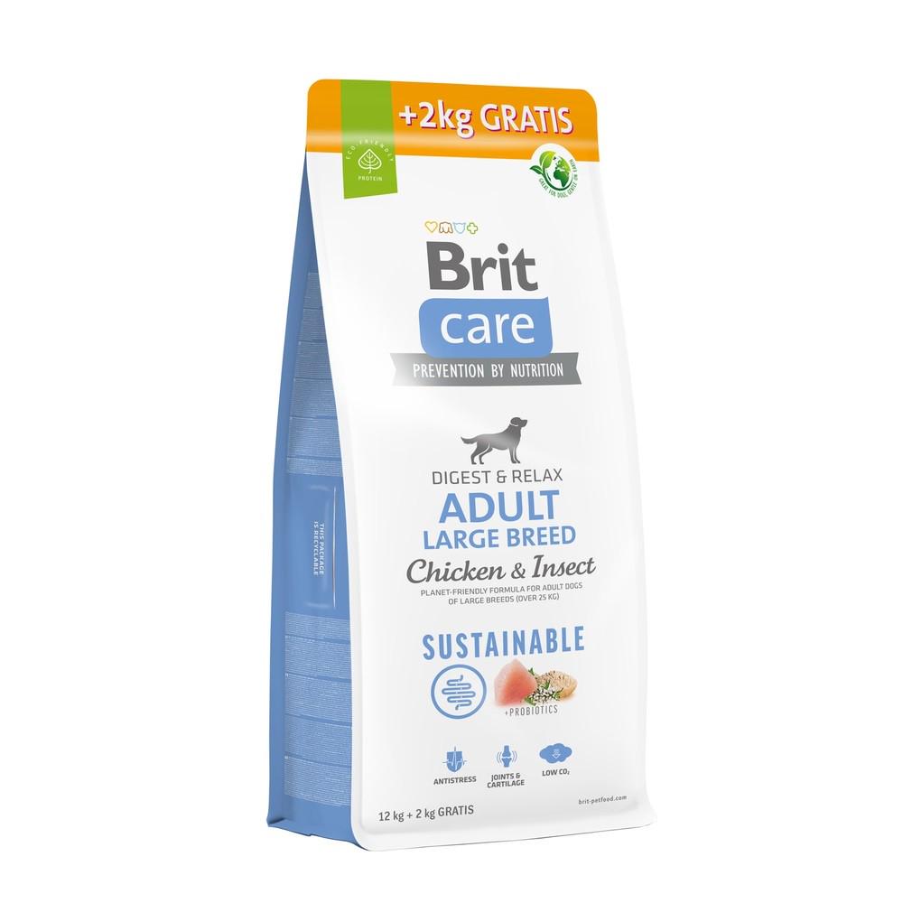 Корм для собак больших пород Brit Care Dog Sustainable Large Breed с курицей и насекомыми 14 кг (172661)