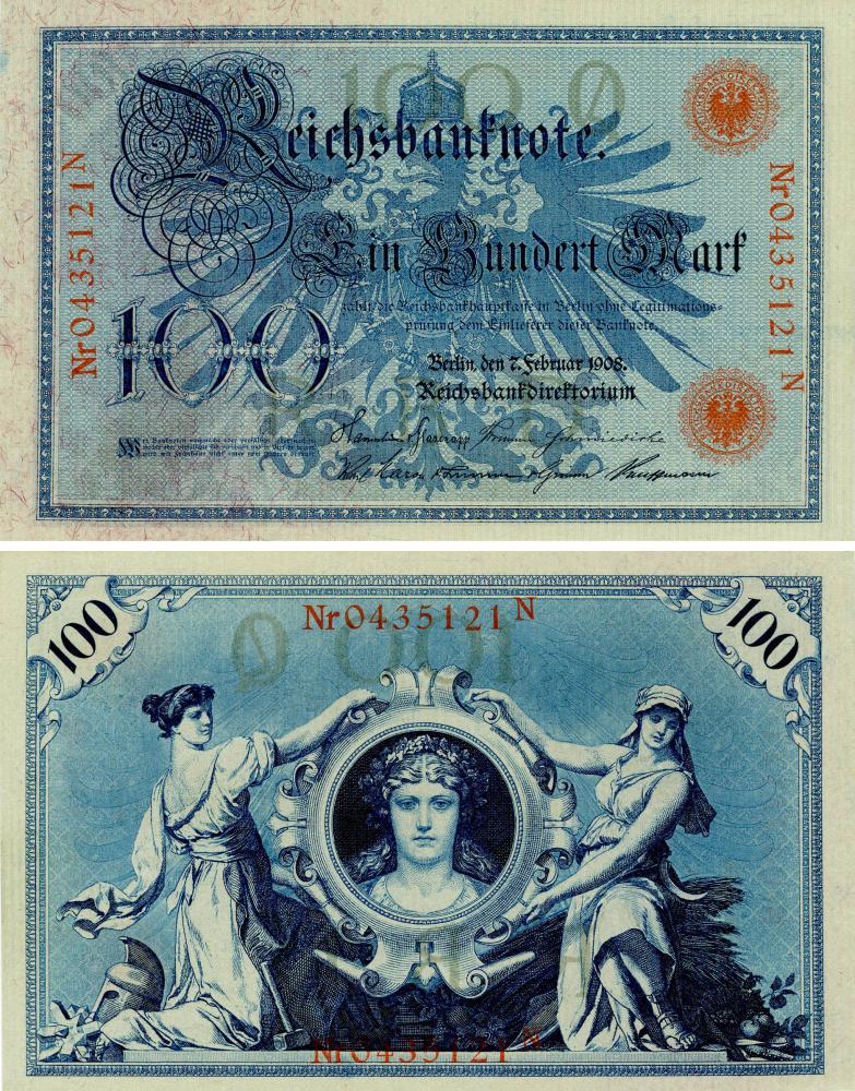 Коллекционная банкнота Германия 100 марок 1908 AU-UNC P33 (Б17950)