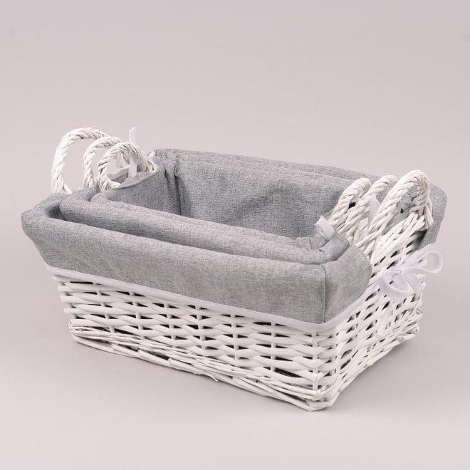 Комплект корзин с тканью Flora 26х38х15 см 3 шт. Белый (39621)