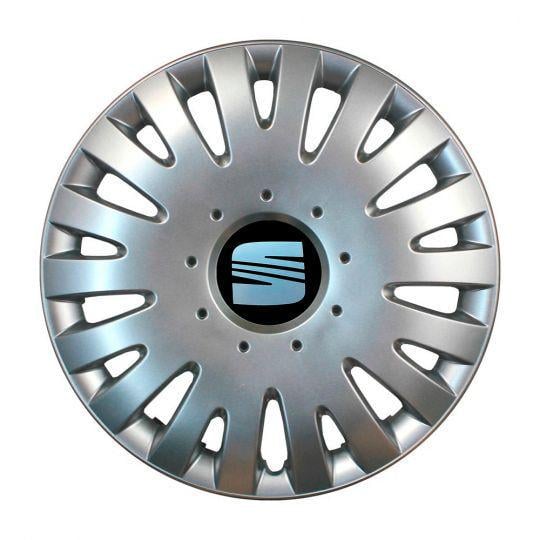 Ковпаки автомобільні SKS 306 R15 з логотипом Seat 4 шт. Сріблястий