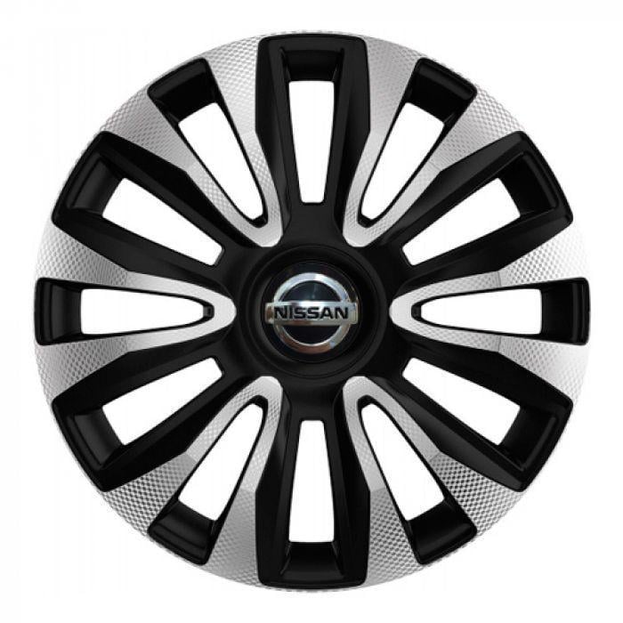 Колпаки для колес 4 Racing Avalon Carbon R13 с логотипом 4 шт. Silver/Black Nissan