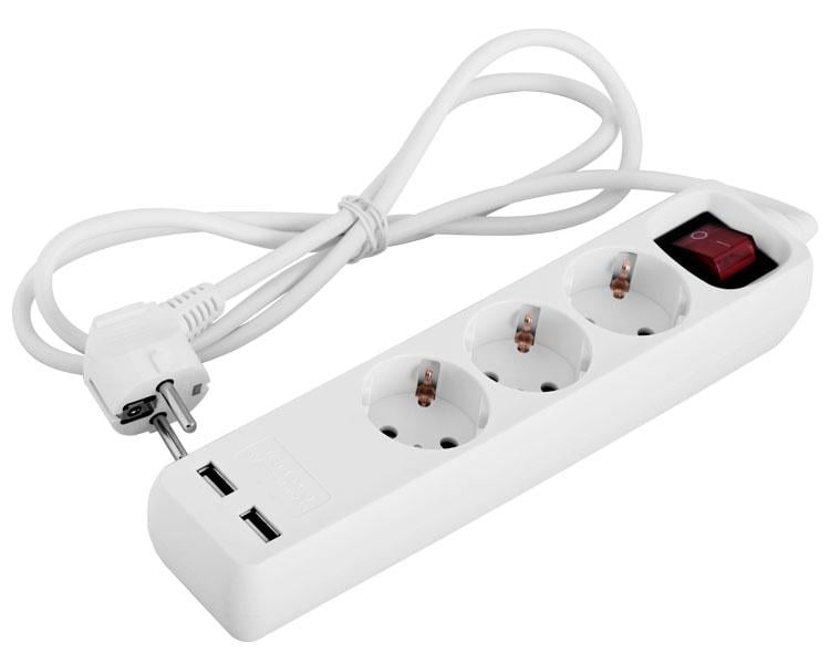 Удлинитель e.es.3.1.5.z.s.b.2.usb 3 гнезда с заменой baby protect 1,5 м (00000011723)