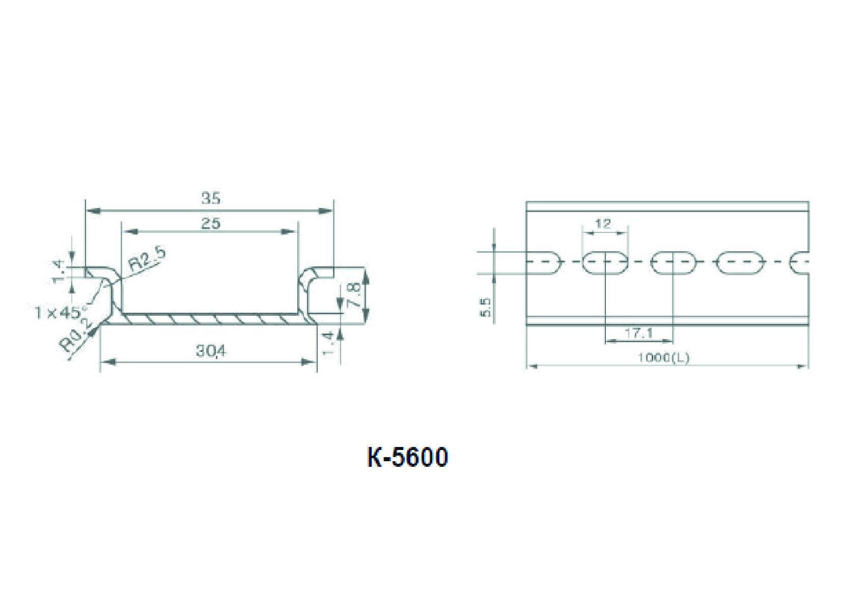 Рейка DIN АСКО-Укрем K-5600 перфорированная алюминиевая 35x7,8x1,4 мм х 1 м (A0150010106) - фото 3 Рейка DIN АСКО-Укрем K-5600 перфорированная алюминиевая 35x7,8x1,4 мм х 1 м (A0150010106) - фото 3