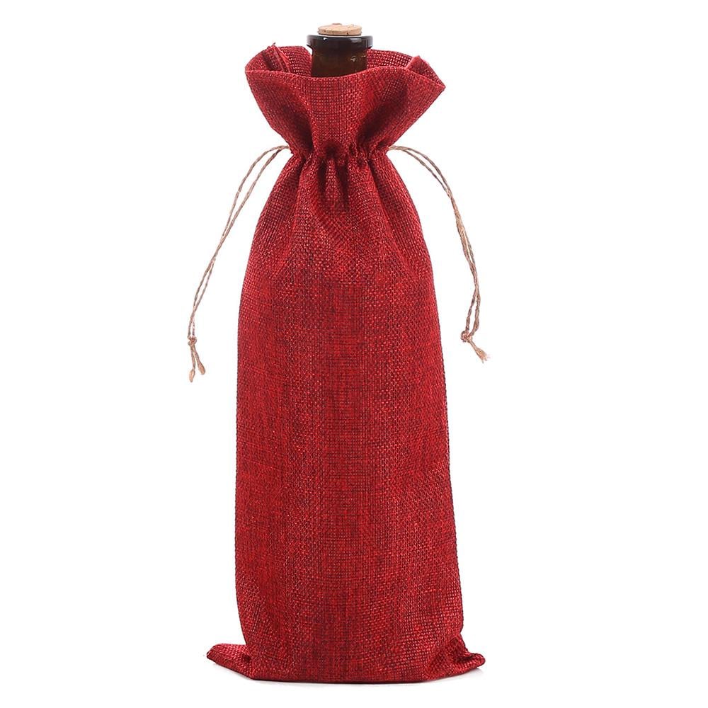 Подарочный мешочек для бутылки LOSSO из мешковины 15x35 см Красный (571757491)
