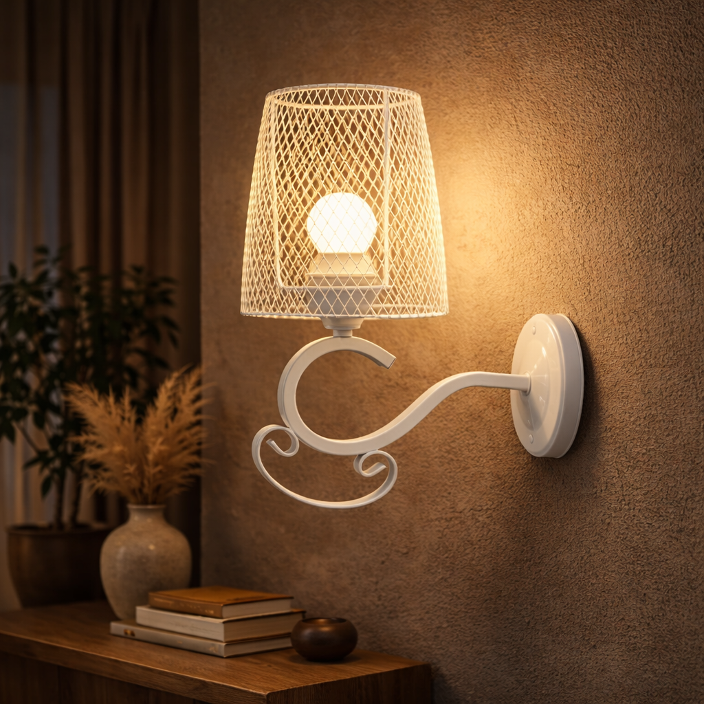 Бра Valeso с сетчатым плафоном под одну лампу Е27 Белый (Ю 6725B/1W WH)