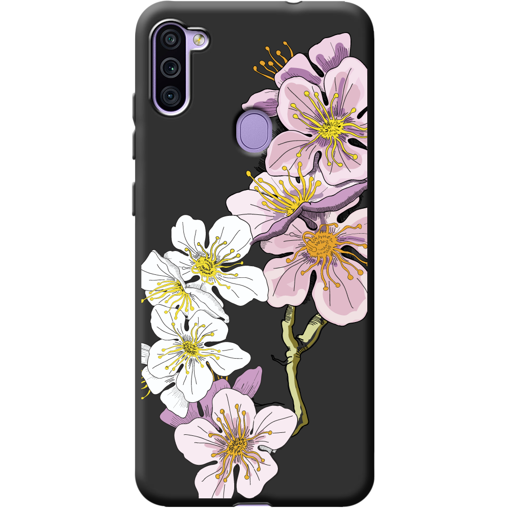 Чехол Boxface Samsung M115 Galaxy M11 Cherry Blossom Черный силикон (39780-cc4-40216)