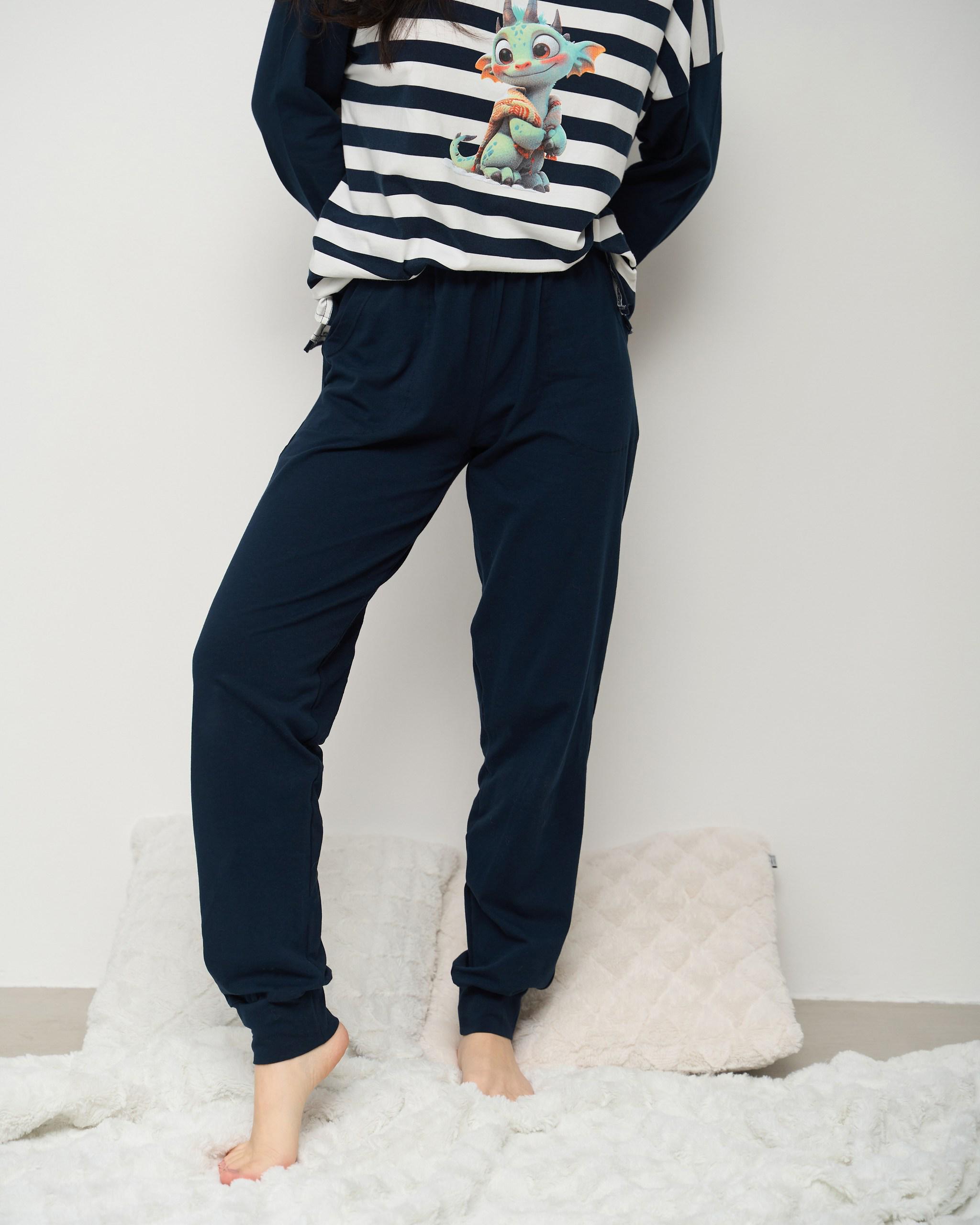 Пижама женская Family look Дракончик M Темно-синий (96734) - фото 4