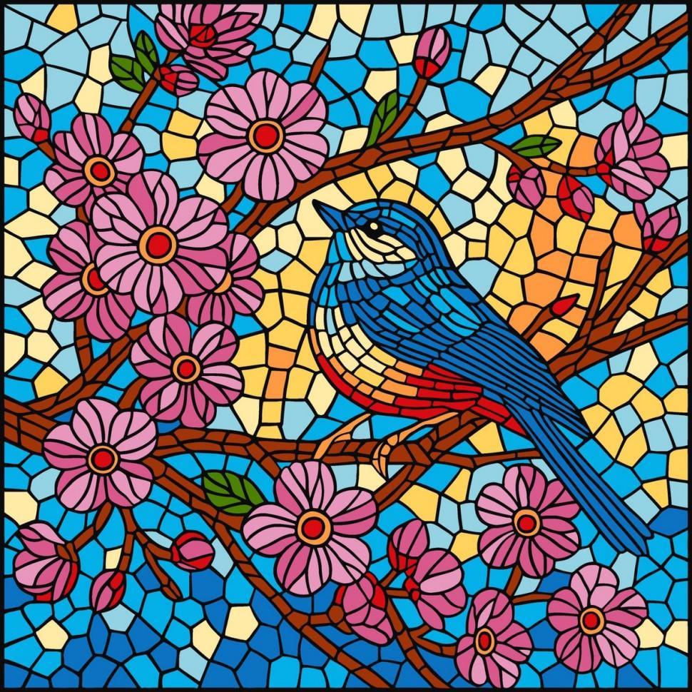 Картина по номерам Ideyka Витраж Синица 30х30 см (KHO5164)