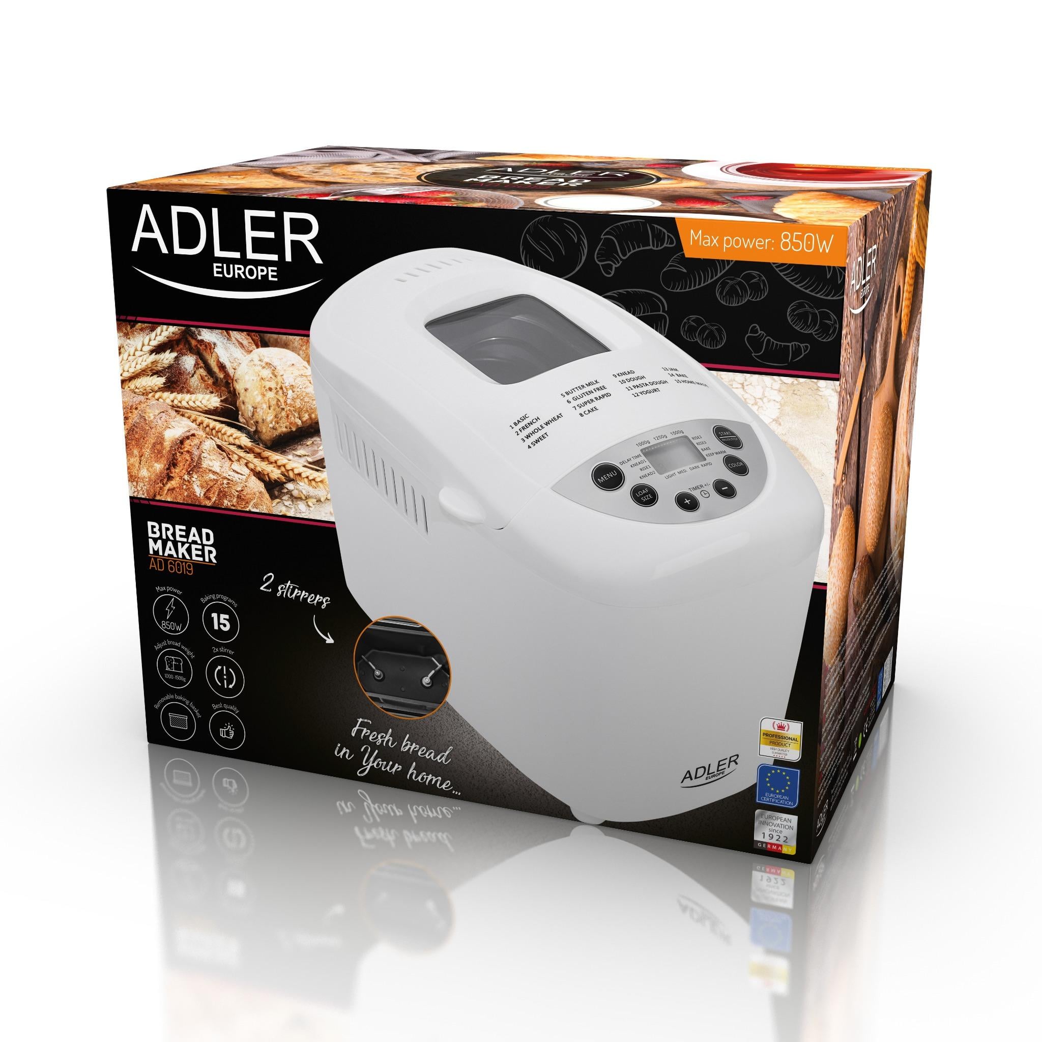 Хлебопечь Adler AD 6019 850W 15 программ