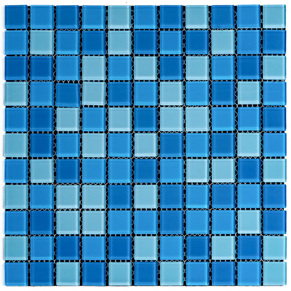 Плитка мозаика стеклянная декоративная Sticker Wall на клеевой основе 298х298х4,5 мм Голубой (SW-00002354)