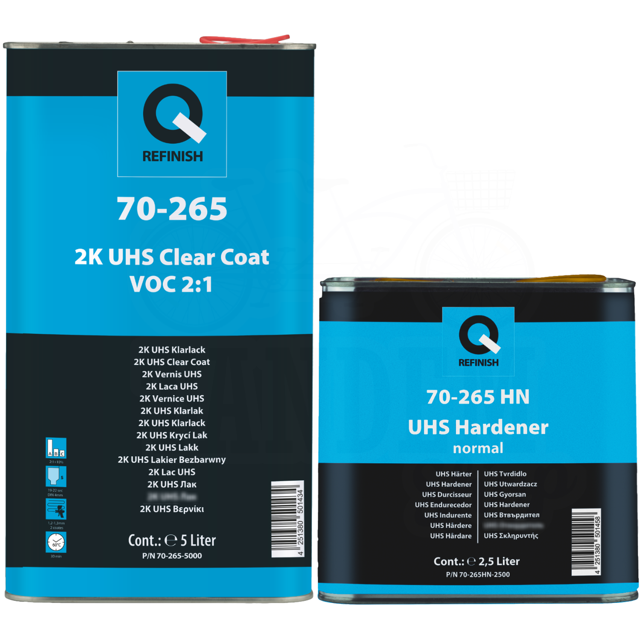 Лак акриловый Q-REFINISH 70-265 2K UHS VOC 2:1 5 л/2,5 л Прозрачный