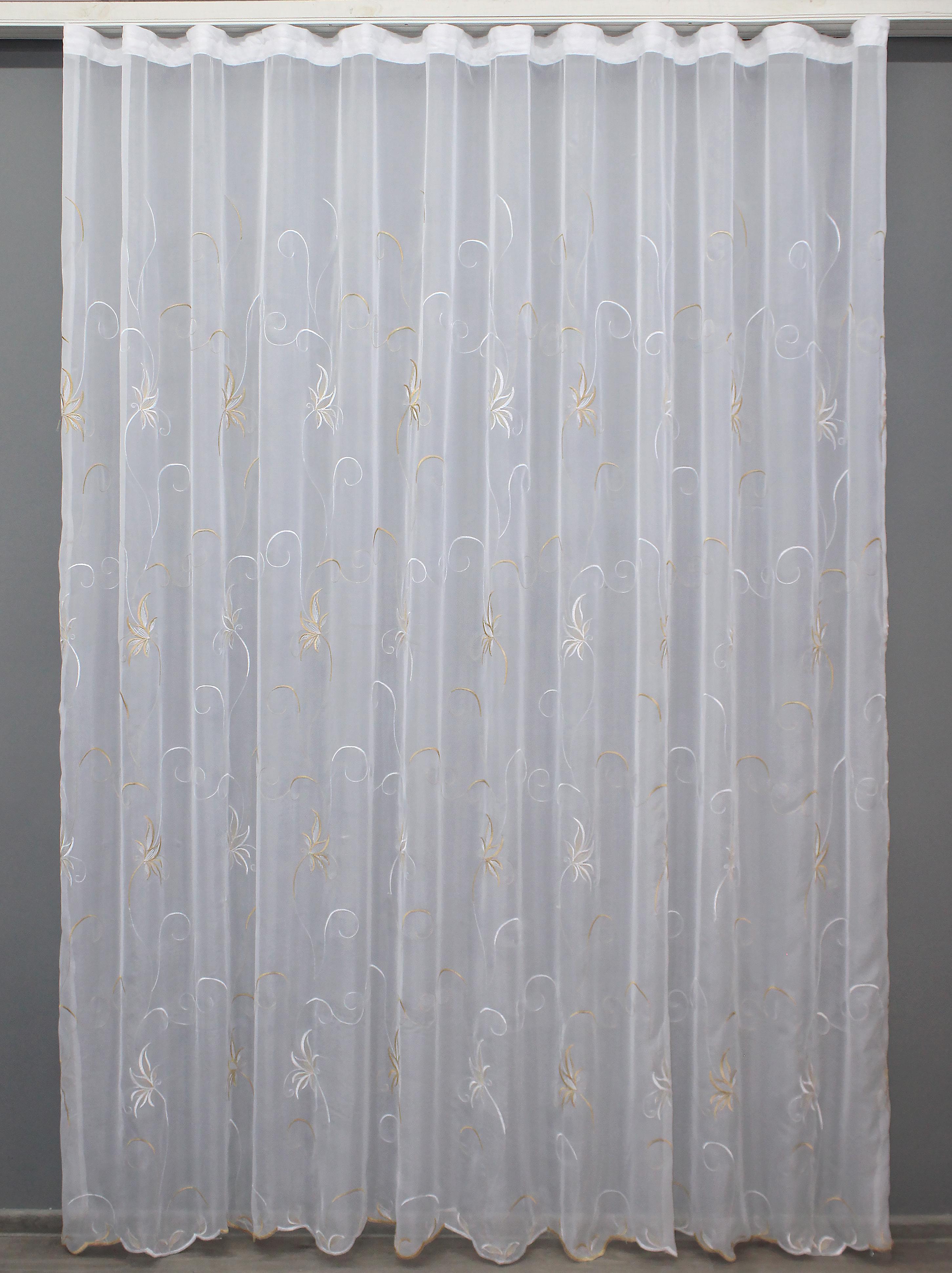 Тюль VR-Textil 783т Шифон з вишивкою 300х270 см Білий/Кавовий (42-0187)