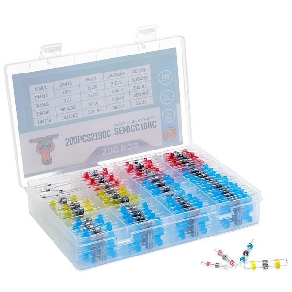 Набор термоусадочных гильз с водостойким припоем для кабелей 200 шт. 0,25-6 кв. мм (3071) Набор термоусадочных гильз с водостойким припоем для кабелей 200 шт. 0,25-6 кв. мм (3071)