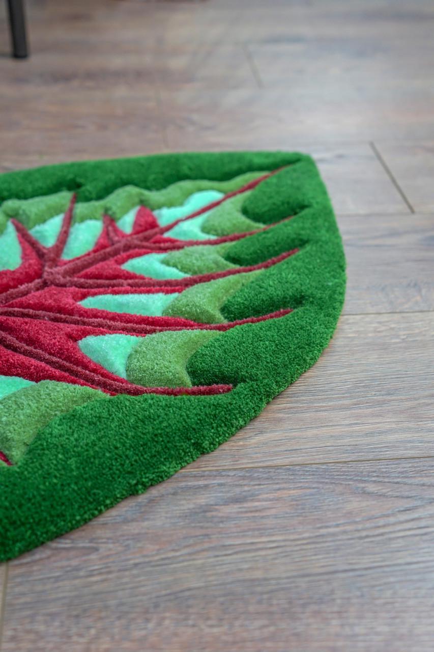 Килим ручної роботи Листок каладіума 100х70 см - фото 8