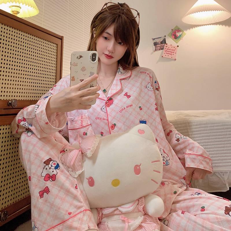 Пижама для девочки подростковая с принтом Hello Kitty из хлопка 152-160 см 10-13 лет Розовый (10398) - фото 5