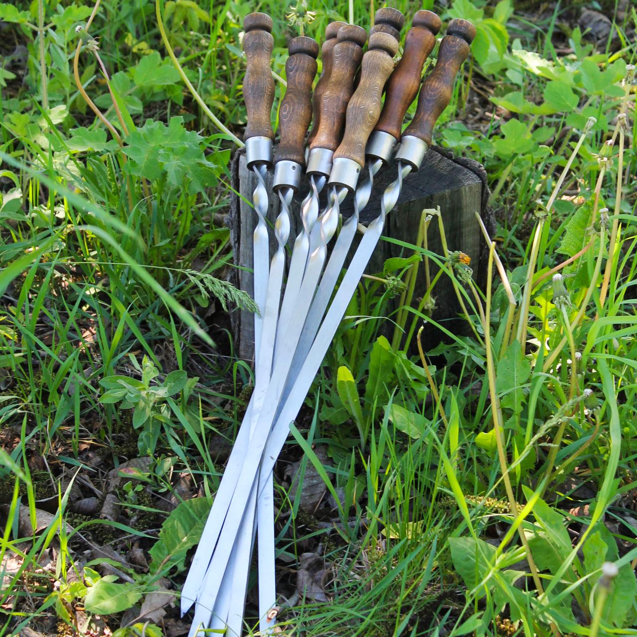 Шампур с деревянной ручкой 720x14x3 мм (17657641)