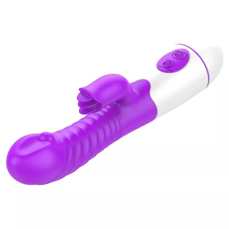 Вибратор-кролик ребристый для двойной стимуляции USB Фиолетовый (purple_FMY-2035)