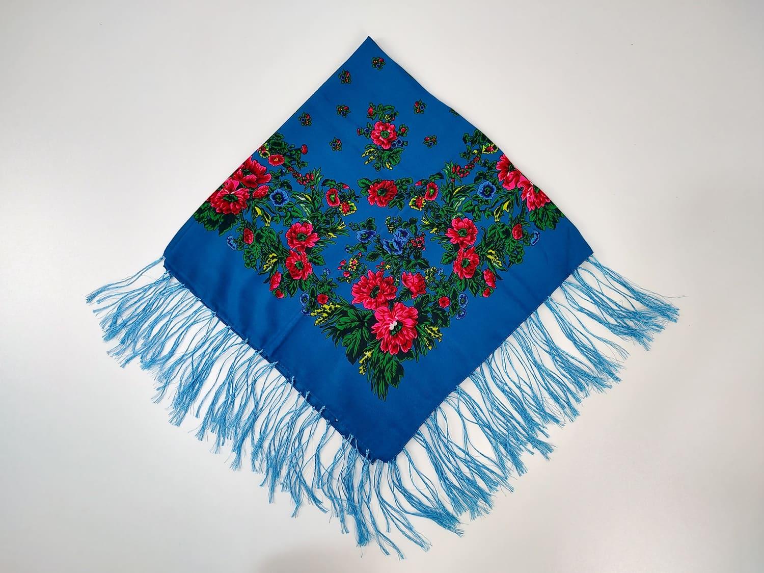 Платок и тороками 80x80 см Голубой (30070633)