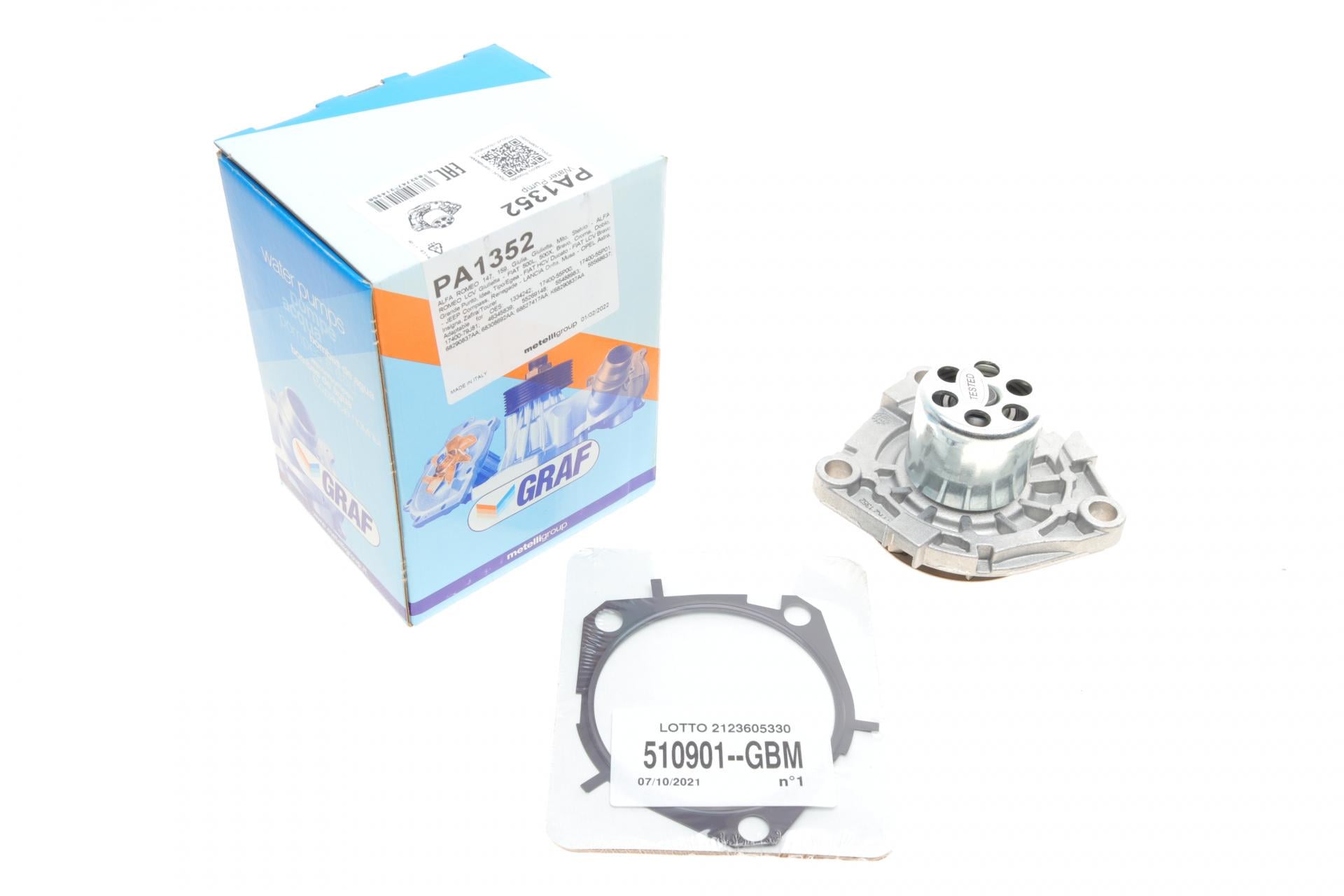 Помпа воды Graf Fiat Doblo/Opel Combo/Astra H/J/Zafira B/C/Vectra 1.6/1.9/2.0CDTI 10- PA1352 наружный 7 лоп.