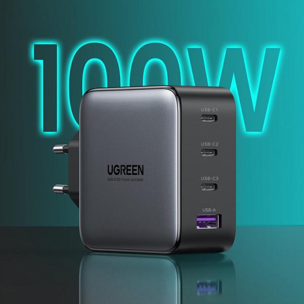 Зарядное устройство UGREEN CD226 Gan Tech Fast GAN Charger 4xUSB 100W Grey (40747) - фото 2 Зарядное устройство UGREEN CD226 Gan Tech Fast GAN Charger 4xUSB 100W Grey (40747) - фото 2