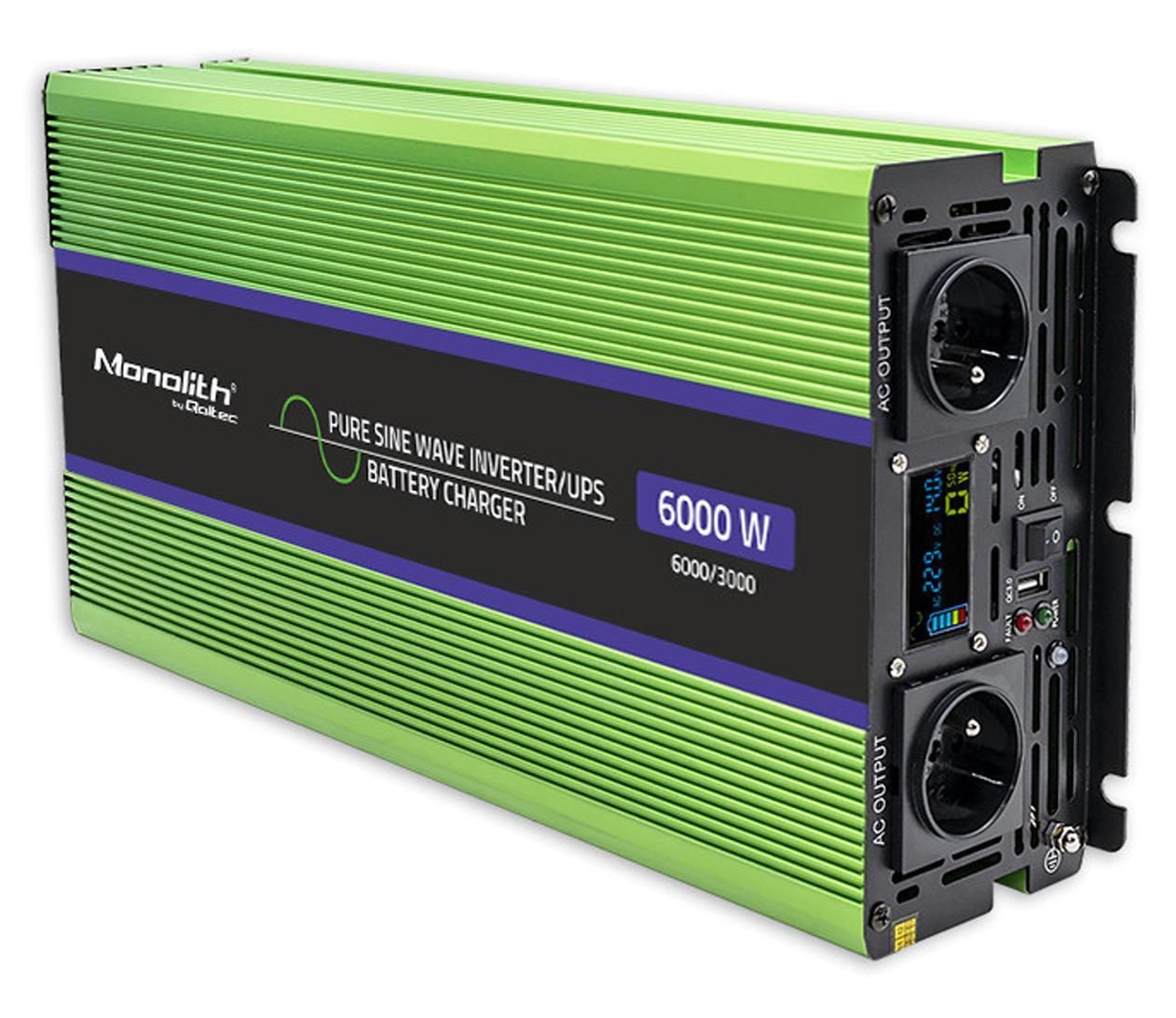 Автомобільний інвертор Qoltec UPS 12V 230V 3000W/6000W (51945)