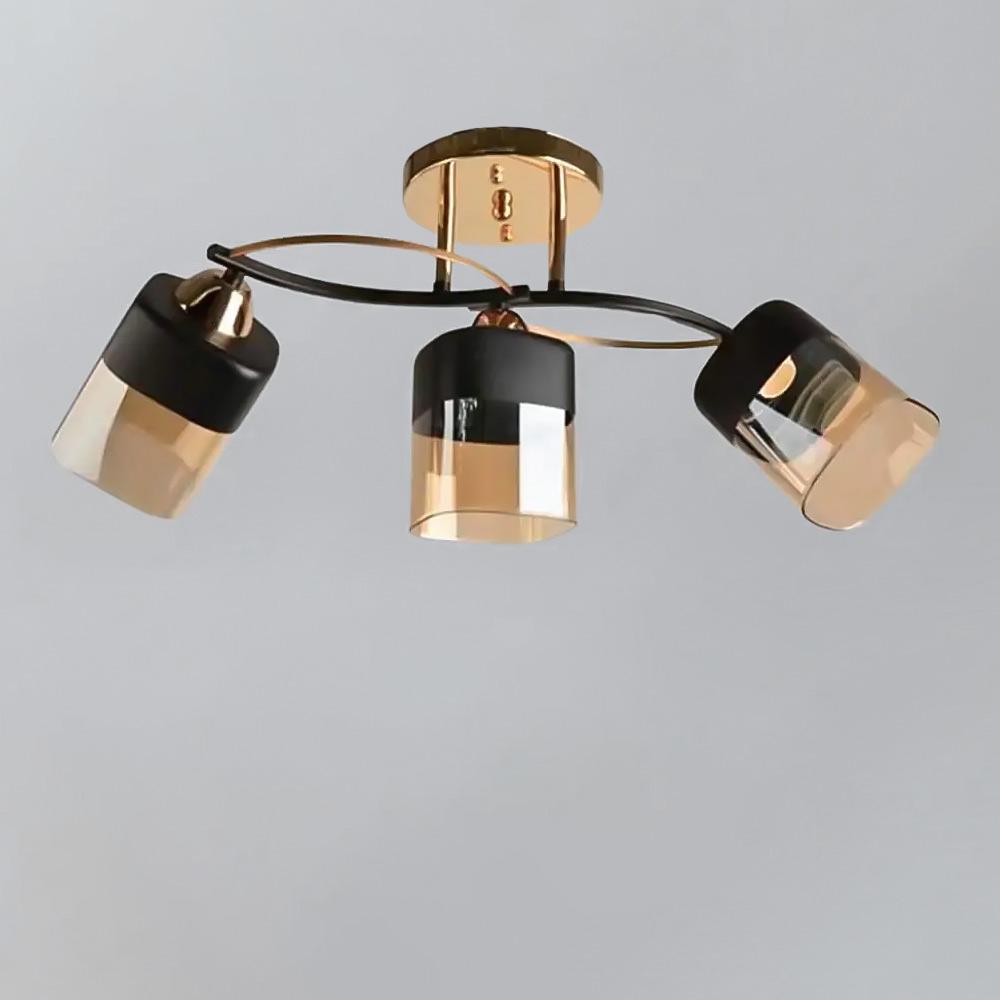 Люстра потолочная Light House SH-19339/3 FG/BK 600х150х250 мм Черный/Золотой/Медовый