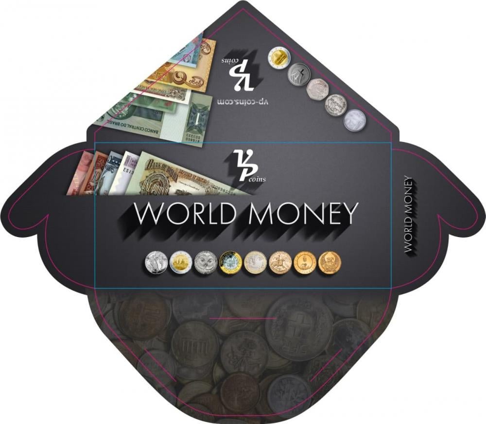 Конверт для банкнот купюр 85x175 мм VP-coins серия World money 2 (А15523)