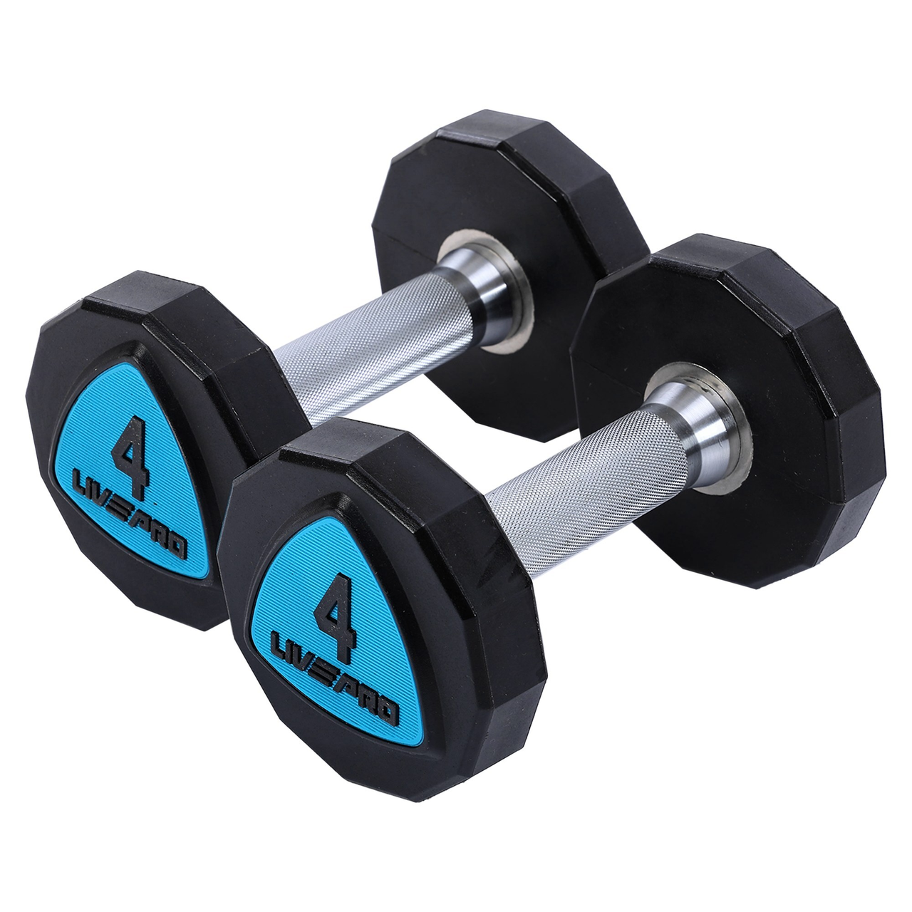 Гантели цельные профессиональные с полиуретановым покрытием LiveUp LP8003-4 2 шт. по 4 кг Черный/Синий