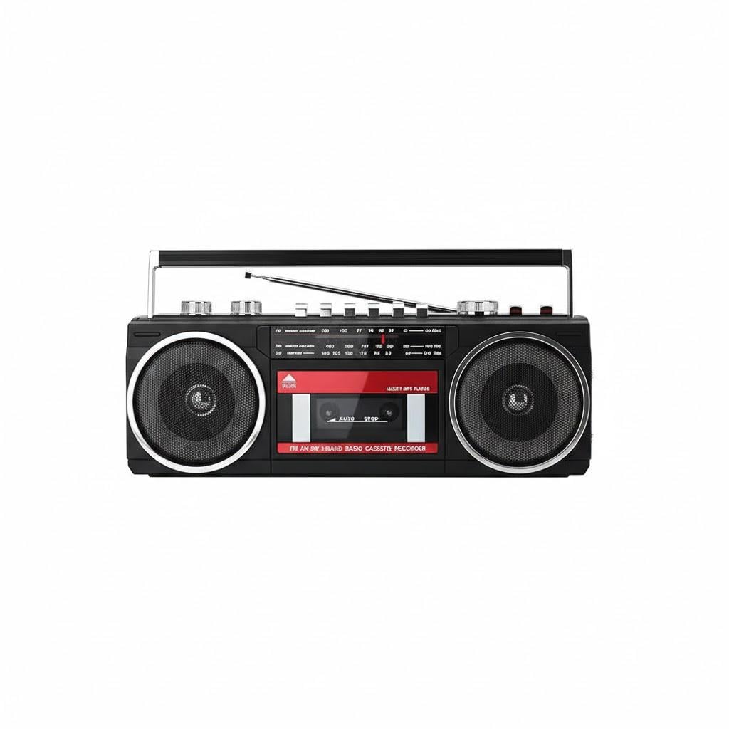 Бумбокс портативний касетний Lychee з AM/FM/SW радіо Bluetooth та RGB підсвіткою Red