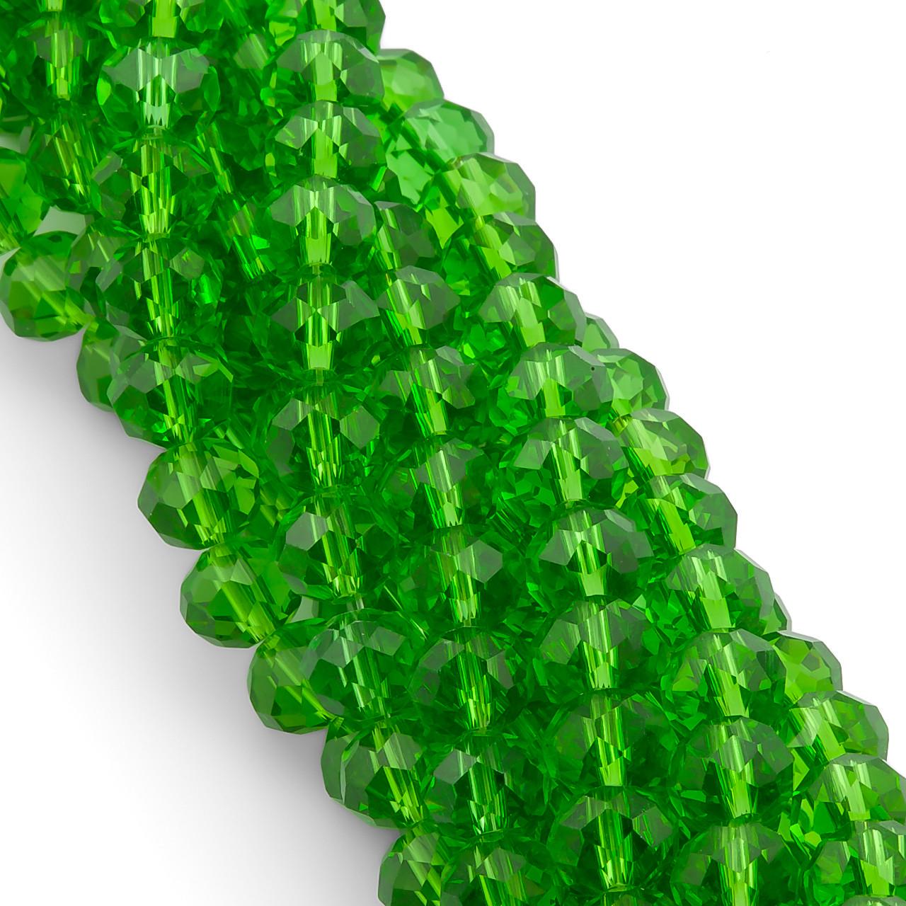 Бусины Swarovski огранки рондель 3х2,5 мм 38 см 160 шт. Зеленый/Прозрачный (БС2009а05)