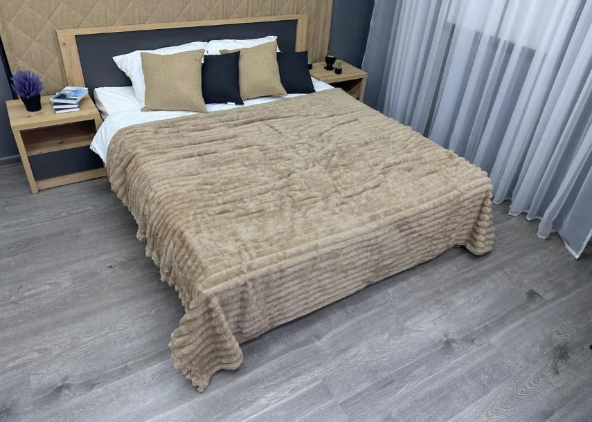 Покрывало на кровать VIP Шарпей плюш 200х230 см Бежевый (87-148) - фото 1 Покрывало на кровать VIP Шарпей плюш 200х230 см Бежевый (87-148) - фото 1