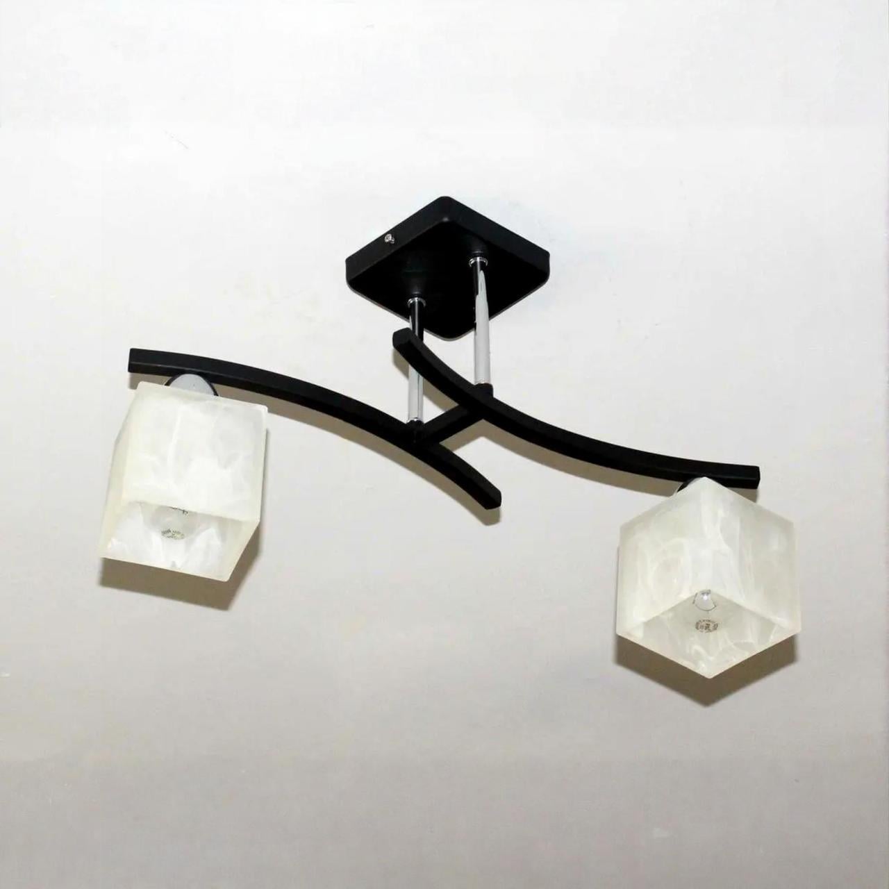 Люстра Sirius с металлическим каркасом под две лампы Е27 Черный/Хром (B A1507/2)