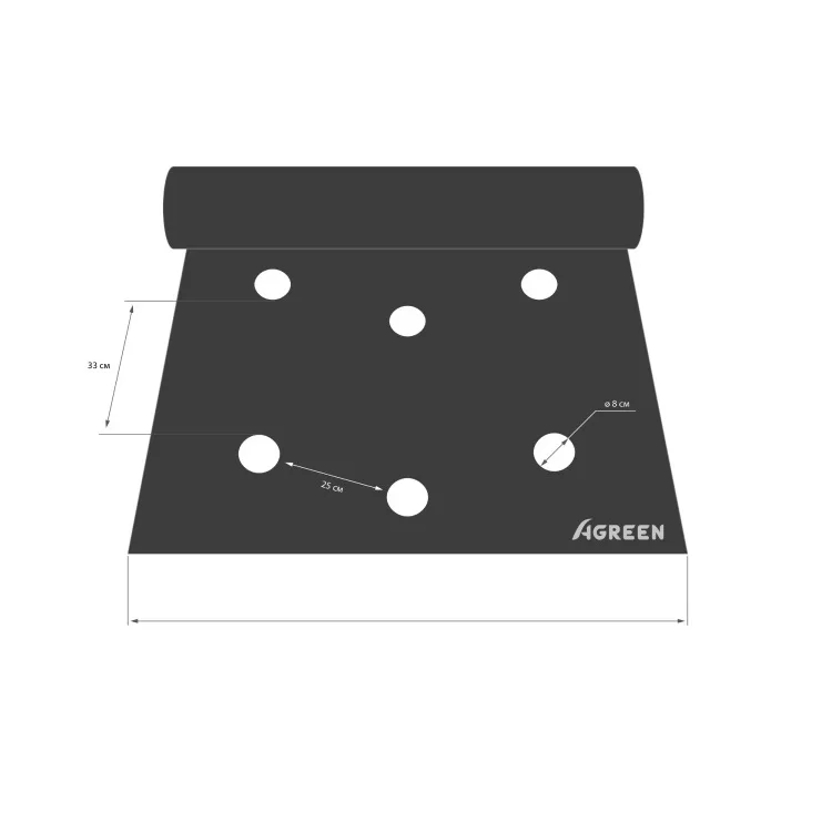 Агроволокно з перфорацією 3 отвори Agreen 50 г/м2 1,07х100 м Чорно-білий (19060) - фото 2