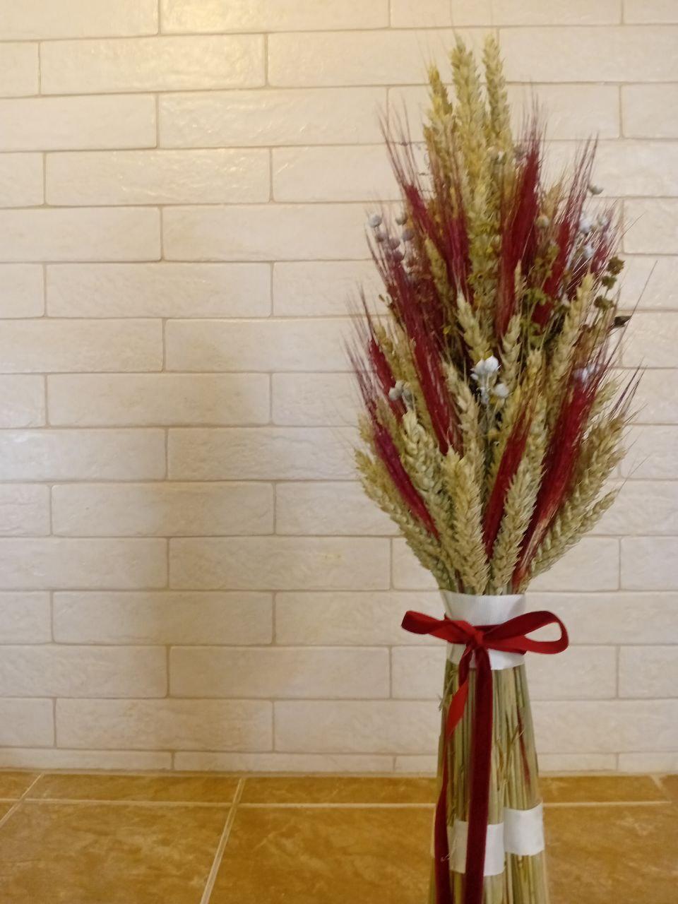 Дидух рождественский из колосков пшеницы льна и овса 60-65 см с красно-белой лентой (2794429313) - фото 3 Дидух рождественский из колосков пшеницы льна и овса 60-65 см с красно-белой лентой (2794429313) - фото 3