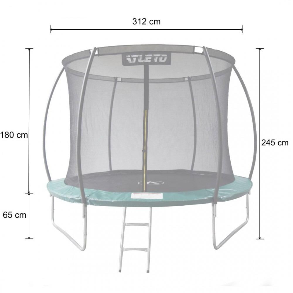 Батут дитячий Atleto з внутрішньою сіткою і драбиною 312 см Зелений - фото 2