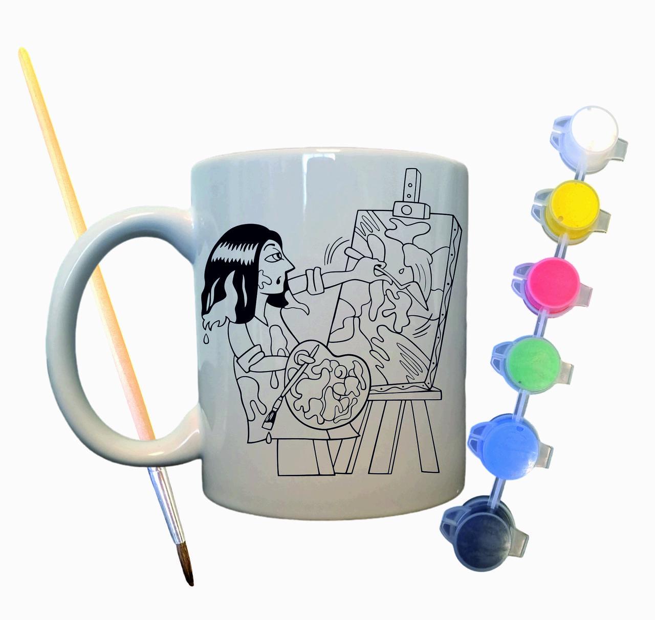 Набор для творчества кружка раскраска Художник 330 мл Белый (КР0016)