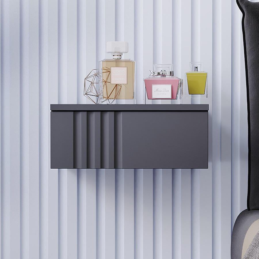Тумба прикроватная DiPortes Портленд К-503 МДФ 40/16/30 см Антрацит/Графит (01212)