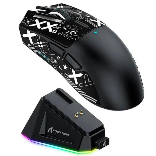 Мышка игровая Attack Shark X11 3 вида подключения с зарядной базой 22000 dpi Черный (25164793)