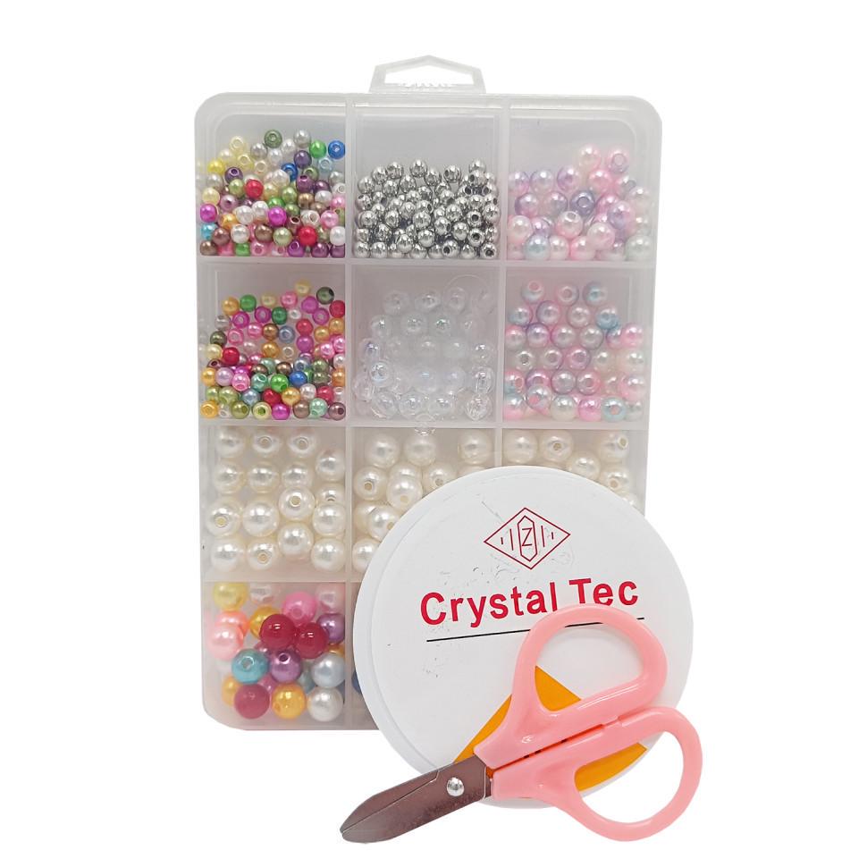 Набір для творчості бісер 1183-4 намистини гумка ножиці пластикова коробка