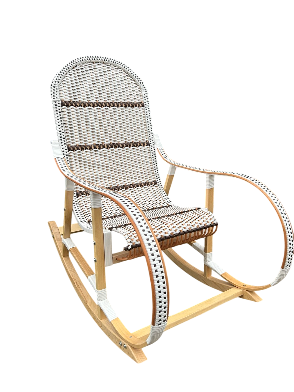 Кресло-качалка из ротанга Сімейний Затишок Белый/Шоколадный