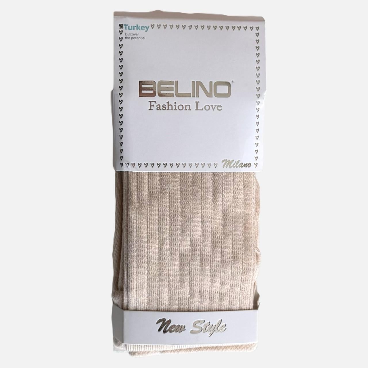 Колготки детские хлопковые Belino однотонные в рубчик 122-128 см Бежевый (000K452)