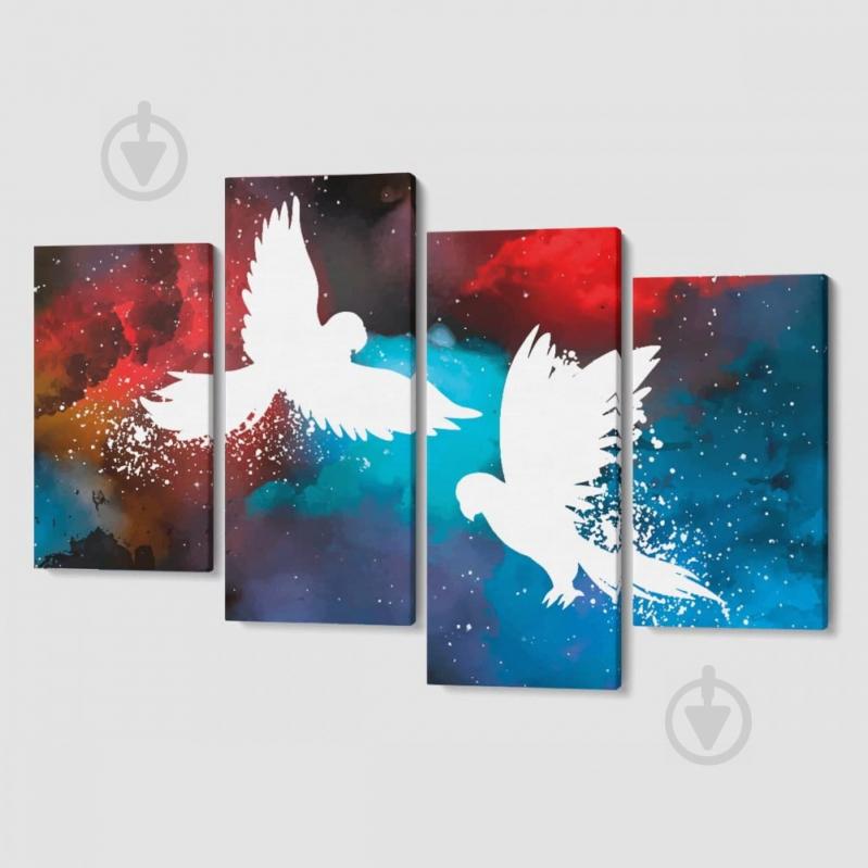 Модульная картина из четырех частейMalevich Store White Birds 129x90 см (MK412834)